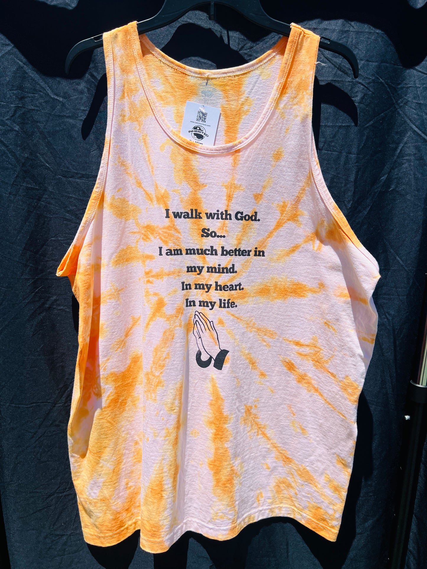 Orange I Walk With God Tank Top