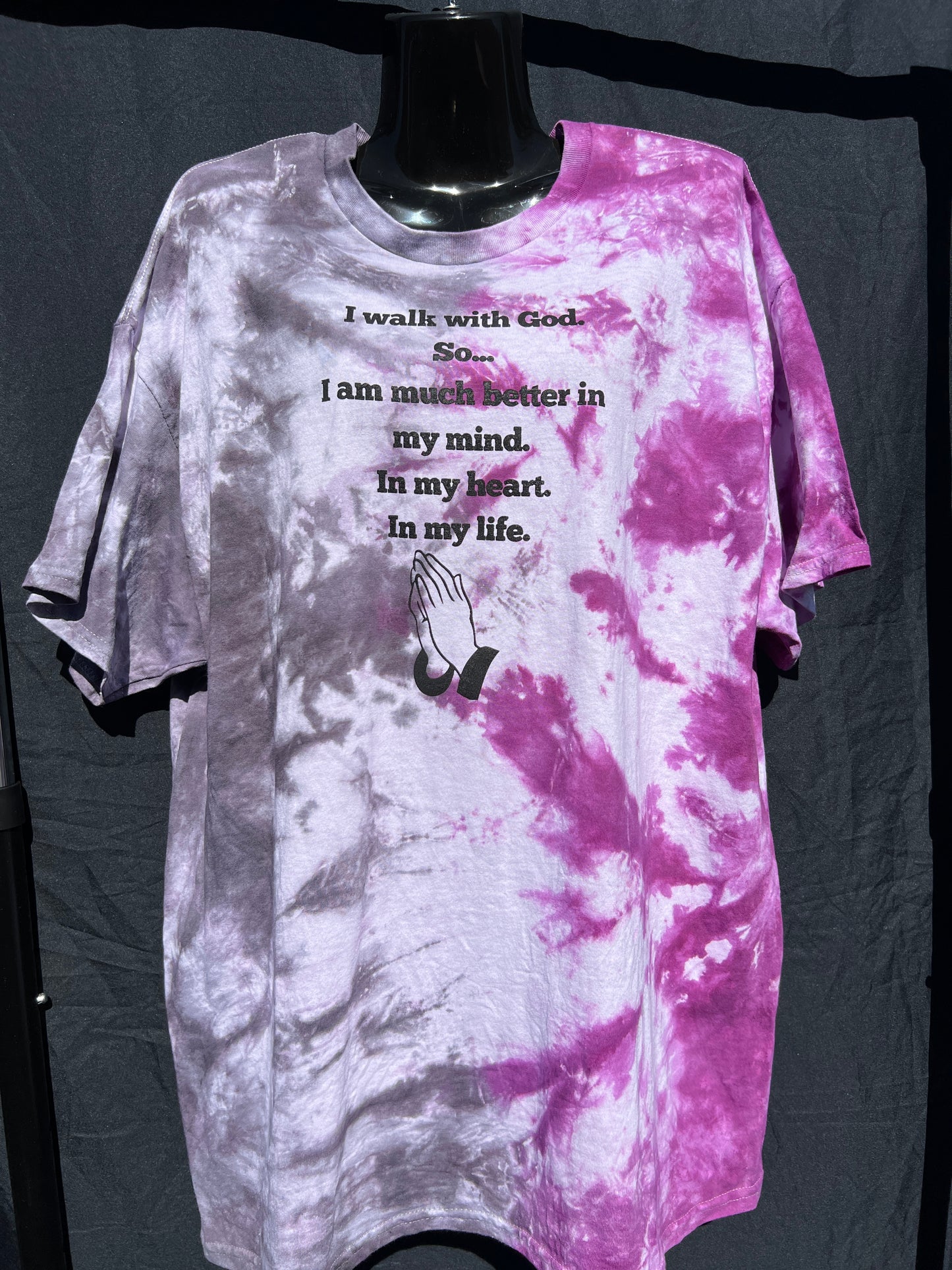 Gray/Purple I Walk With God T Shirt